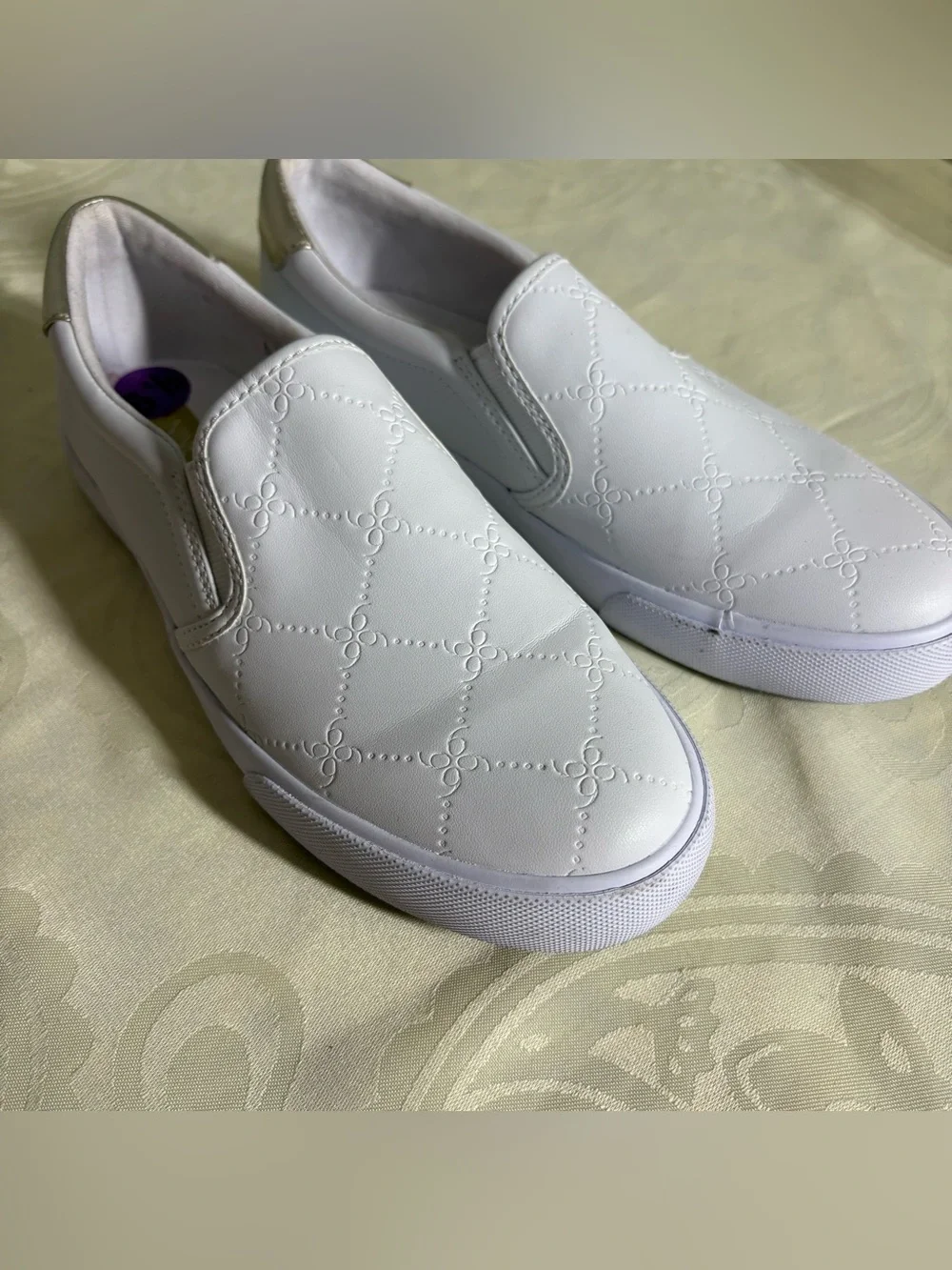 Nine West White Quilted Slip-On Sneakers - Women's Casual Shoes